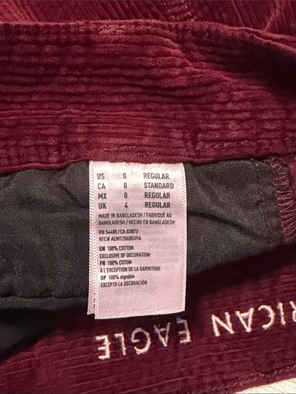 American Eagle Outfitters Burgundy Corduroy Button-Front Mini Skirt - Picture 5 of 5